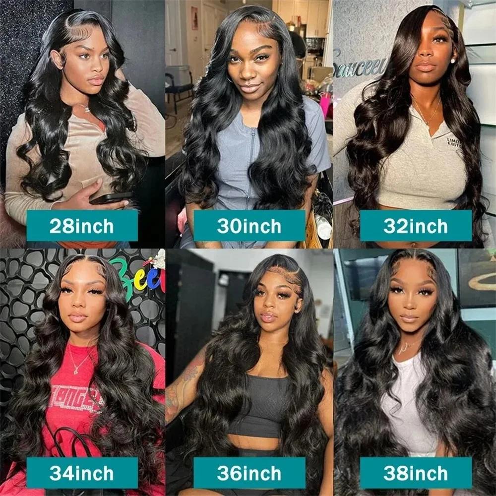 Perruques de cheveux humains Body Wave pour femmes, densité 180, brésilienne, 13x4, 13x6, 4x4, HD, f