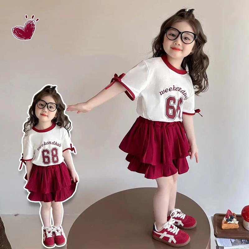 Ensemble 2 pièces d'été pour filles RAISE, 2-8 ans, avec haut à manches courtes imprimé lettres et n