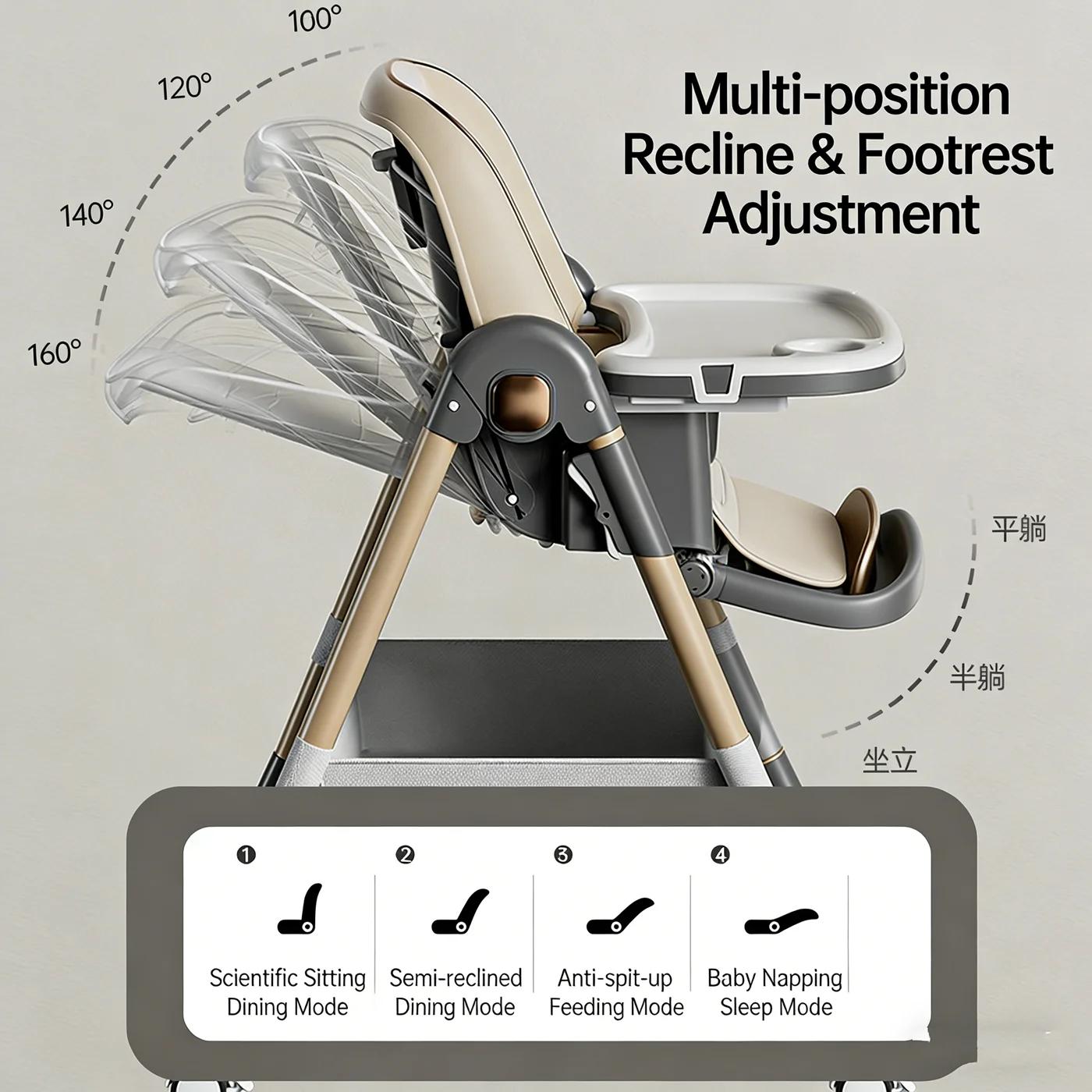 Chaise haute 4 en 1 Grow-with-Me pour bébé et tout-petit – Fauteuil inclinable, alimentation, modes 