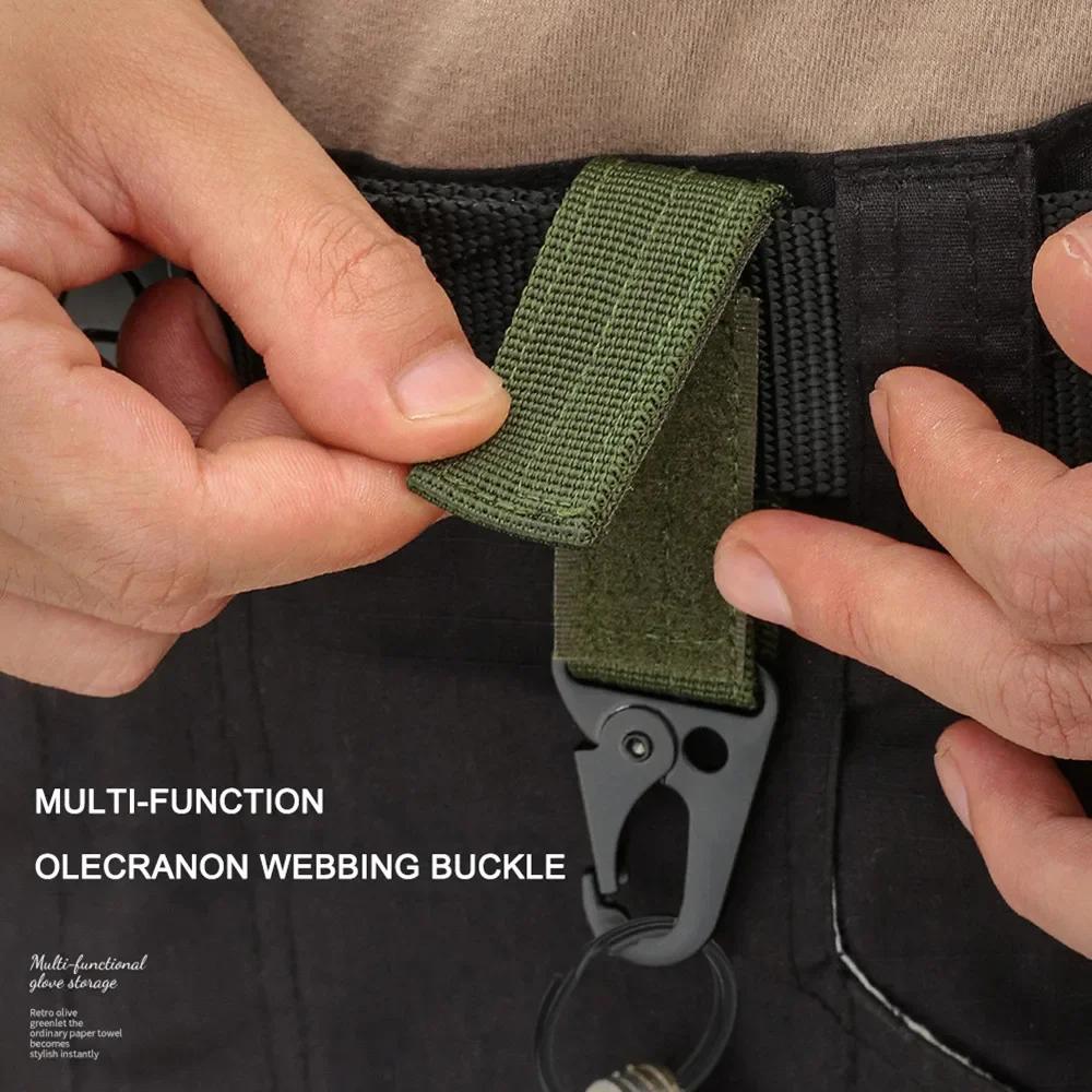 Mousqueton tactique d'extérieur, 3 pièces, porte-clés EDC, sangle en Nylon, porte-clés, sac à dos de