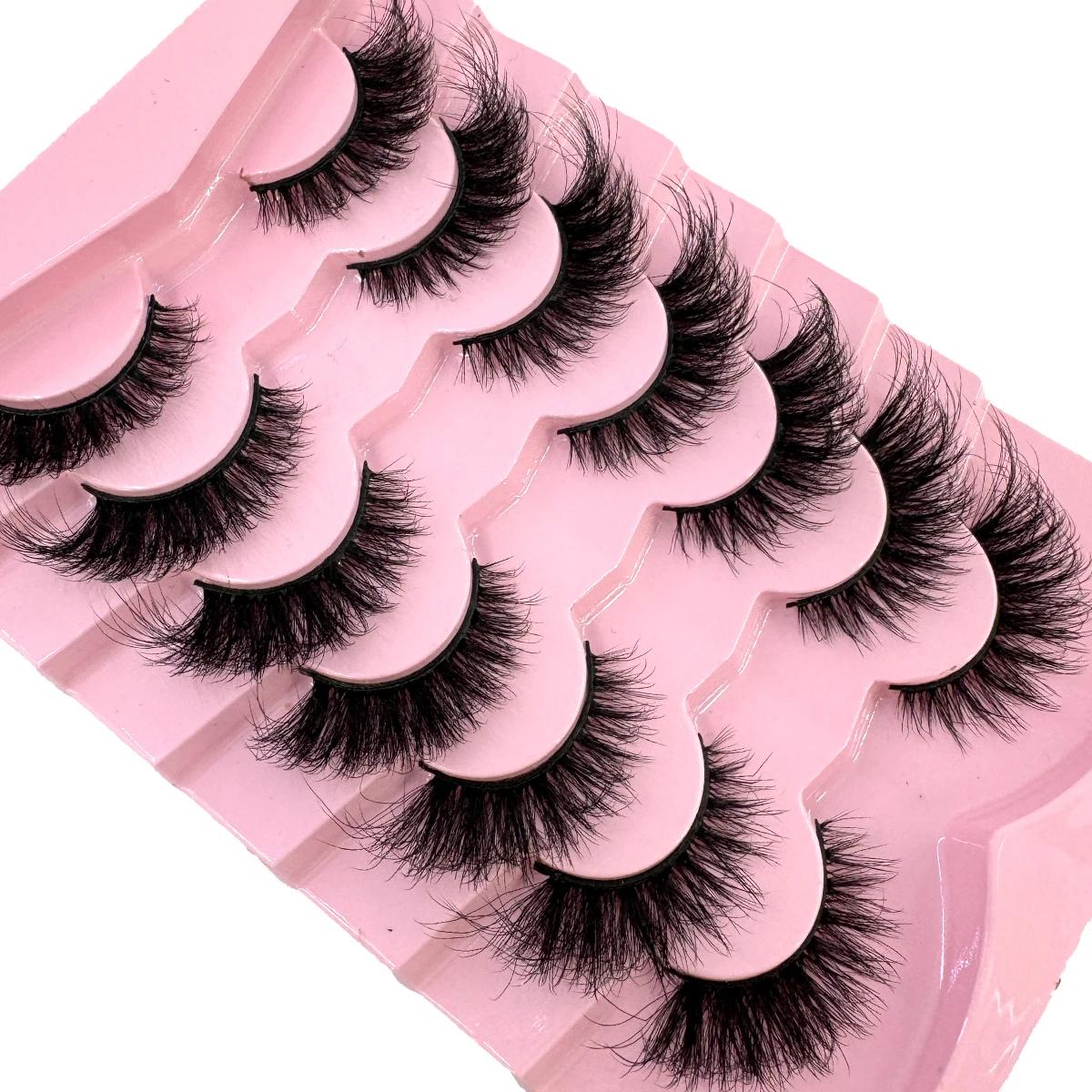 HBZGTLAD 7 paires Faux cils en vison moelleux aspect naturel Faux cils Volume vaporeux renard/Oeil d