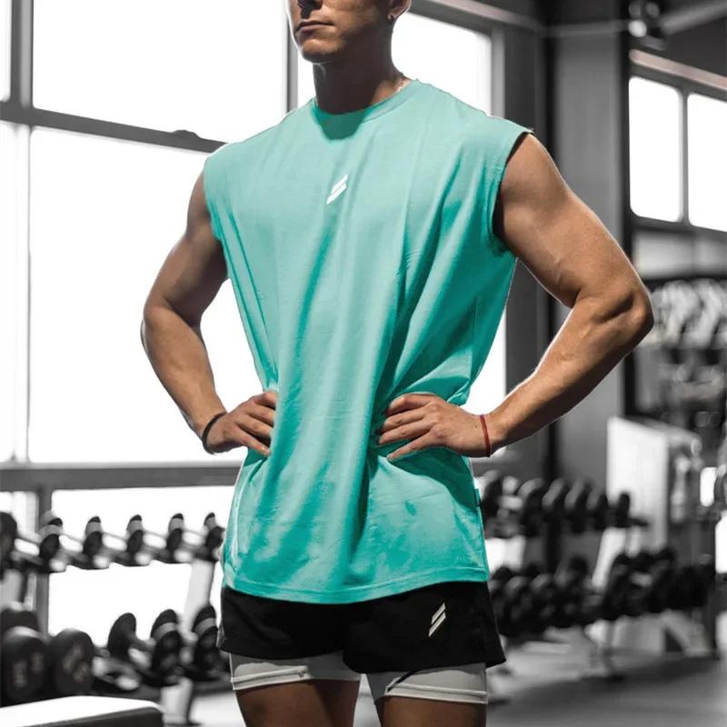 Débardeur de sport d'été pour hommes, T-shirt sans manches en maille ample et respirante, gilet à sé