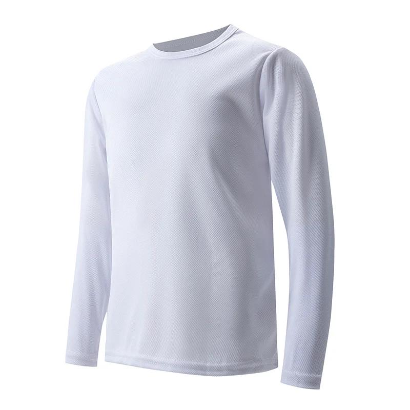 T-shirt à manches longues et col rond pour enfants, couleur unie, sport, séchage rapide, pour garçon