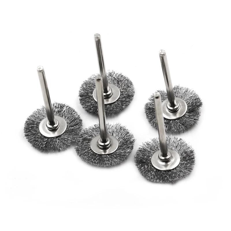 Jeu de brosses à roue métallique, perceuse, polissage, outils Dremel, tige de 3mm pour meuleuse élec