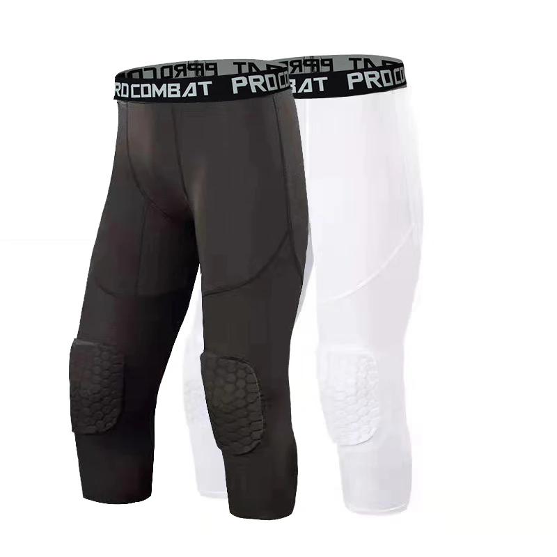 Pantalon court rembourré pour hommes, jogging, Compression élastique, survêtement, Football, basket-