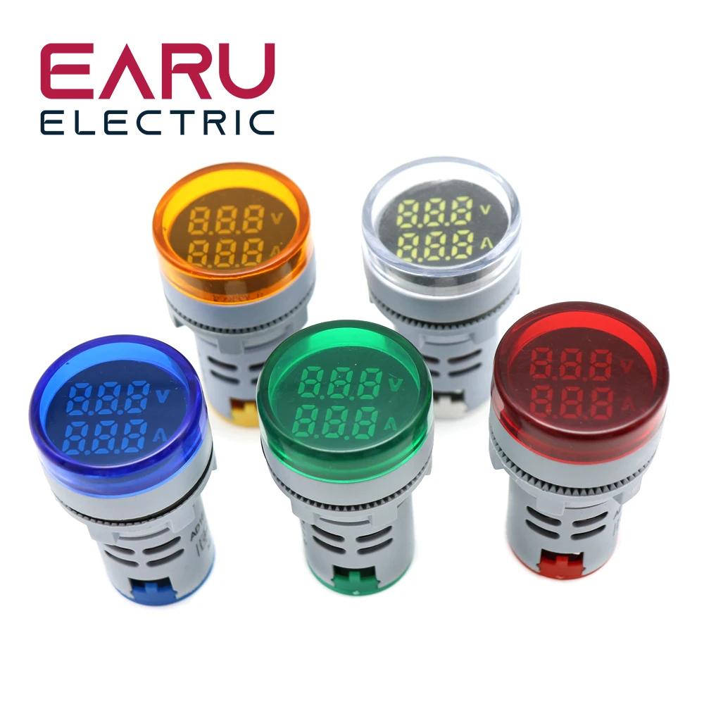 Mini Voltmètre Numérique Rond de 22mm, AC 20-500V, 0-100A, Ampèremètre, Testeur de Tension, Indicate