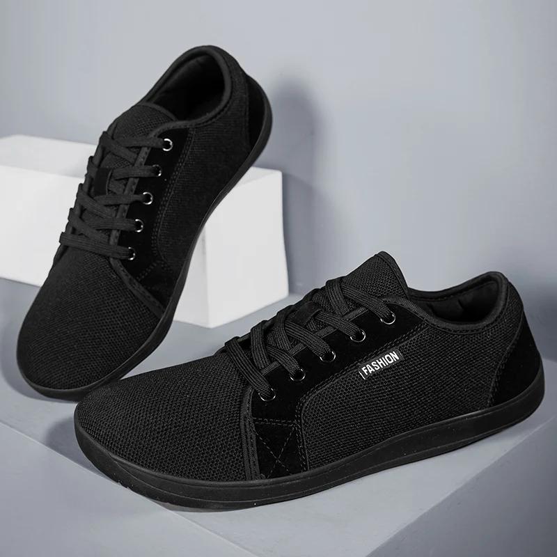 Baskets pieds nus blanches à la mode pour hommes et femmes, chaussures de marche à bout large, maill