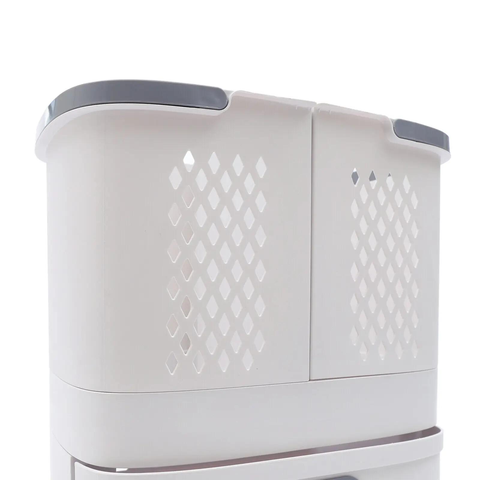 Mir à linge à 3 niveaux, support pour vêtements sales, panier de rangement pour lavage, chariot de r
