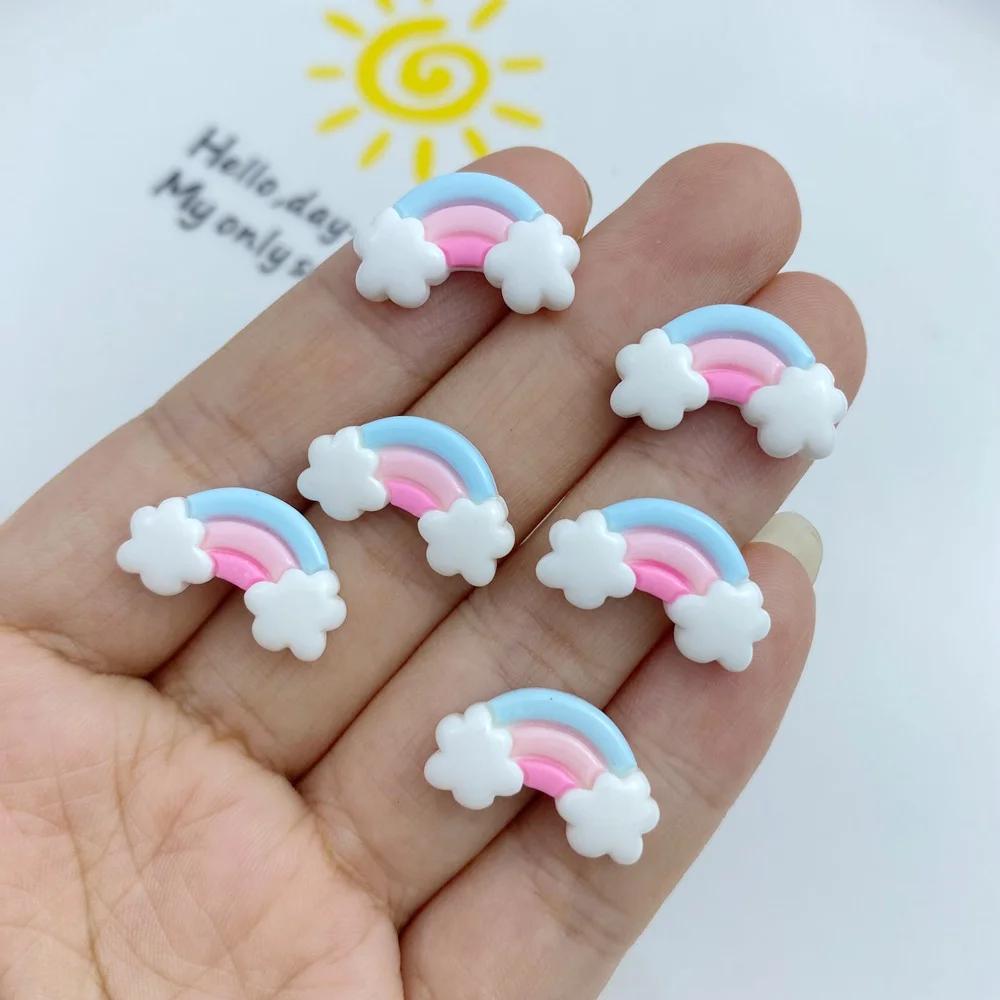 Mini arc-en-ciel en résine coloré, dos plat, embellissements pour nœuds de cheveux, accessoires de m