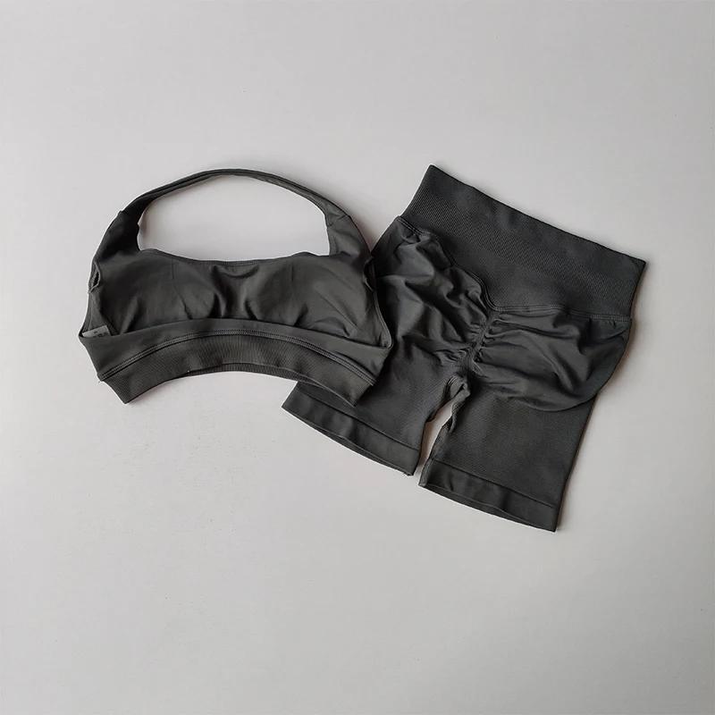 Sexy licou cou beau dos taille haute pêche sport soutiens-gorge Shorts costume Pilates rassemblement
