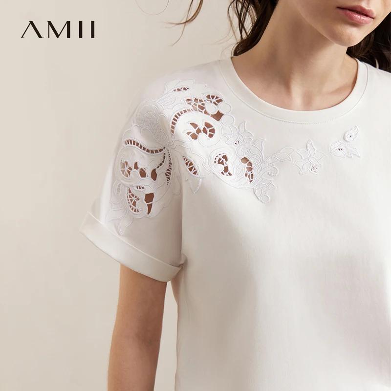 T-shirt Amii 2026 Nouvelle Collection Été Décontracté Ample Épaules Tombantes Manches Courtes Haut F