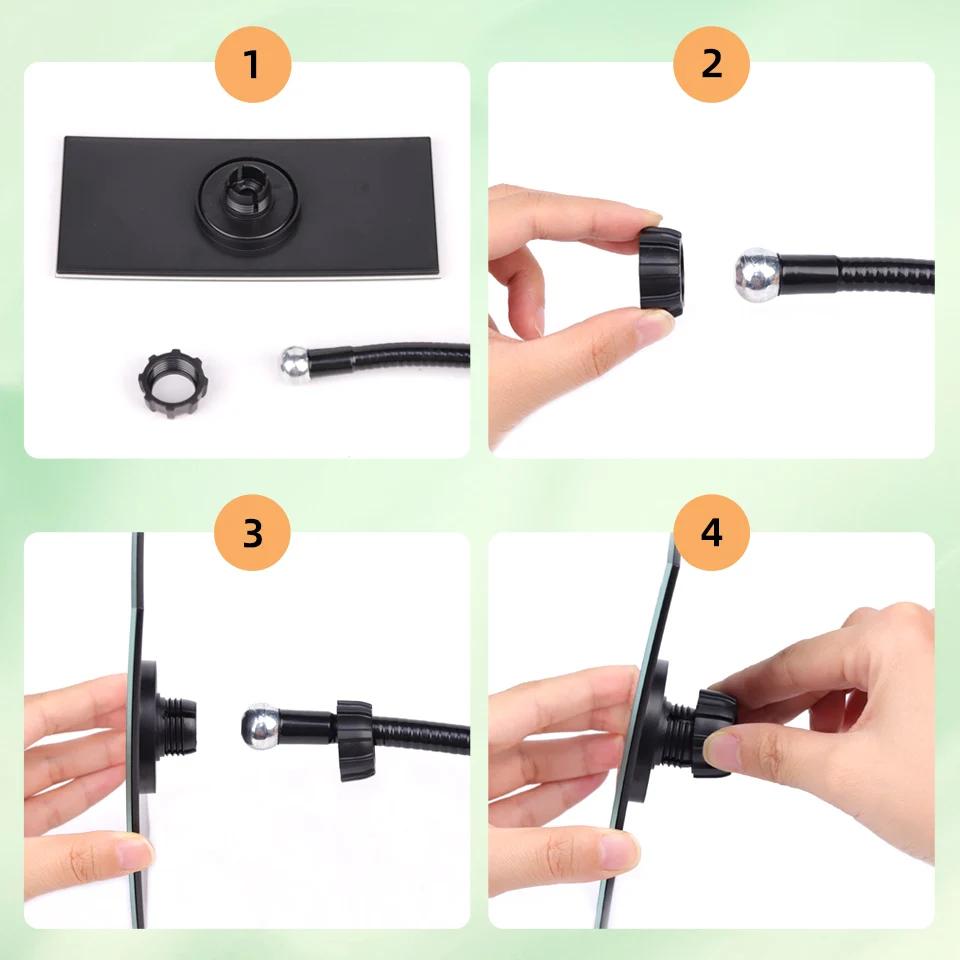 Flexible 360 °   Miroir à clipser réglable |   Miroir à pince col de cygne en acrylique HD pour salo