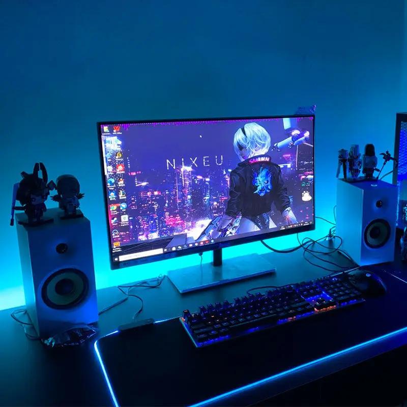 Bande lumineuse LED USB pour PC, 24-34 pouces, RGBIC, synchronisation musicale via application, rétr