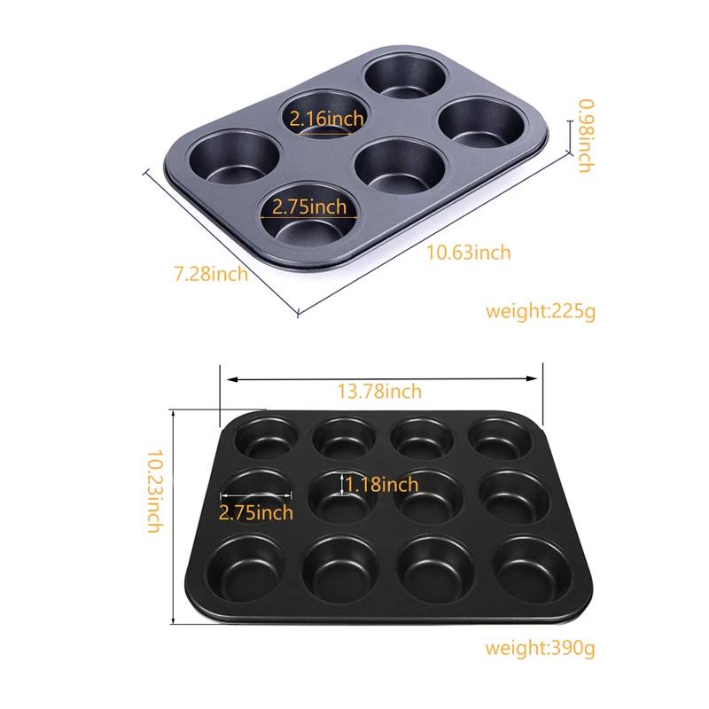 6/12 tasses carré Cupcake Pan Muffin plateau Cupcake moule Muffin Pan acier au carbone plat de cuiss