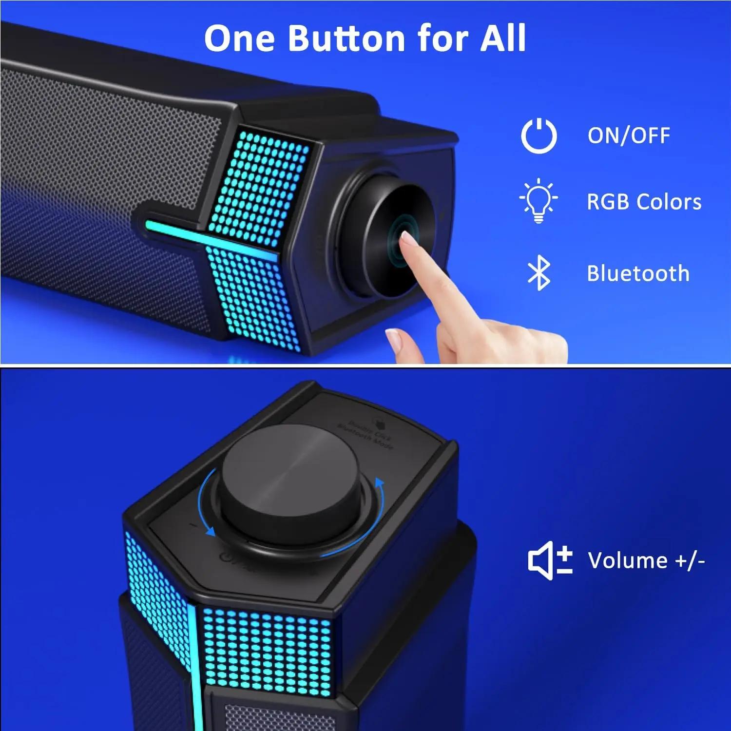 Jeecoo M20 haut-parleurs d'ordinateur Bluetooth pour moniteur de bureau PC, alimenté par USB filaire