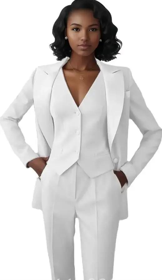 Costume de bureau décontracté Fuchsia pour femmes, ensemble 3 pièces Blazer + gilet + pantalon, smok