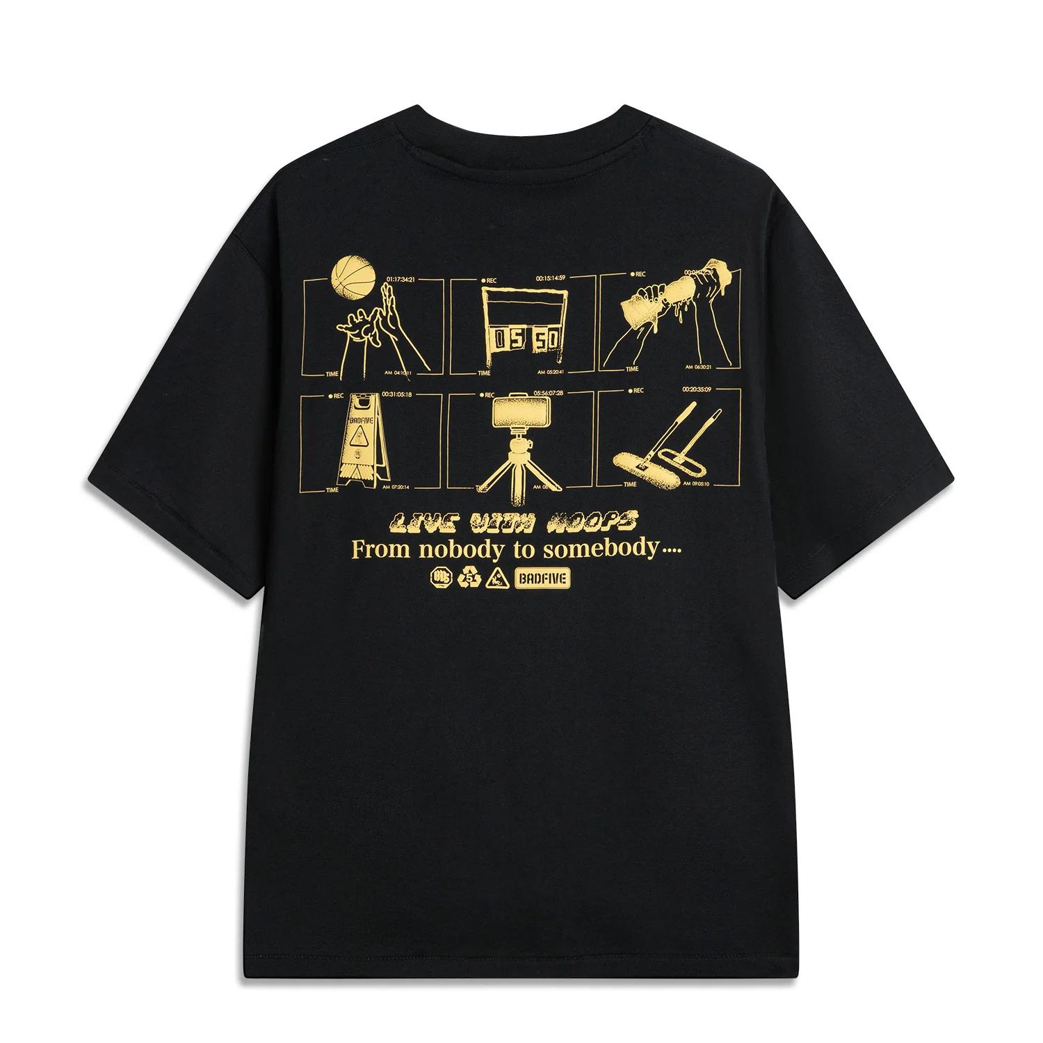 T-shirt Li-Ning BADFIVE homme 100% coton coupe ample confortable décontracté basket culture
