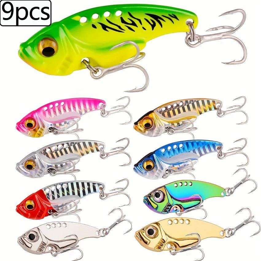 9 pièces hiver métal VIB Spinner cuillère leurre de pêche 3g 7g 10g 15g 20g gabarits Vibration appât