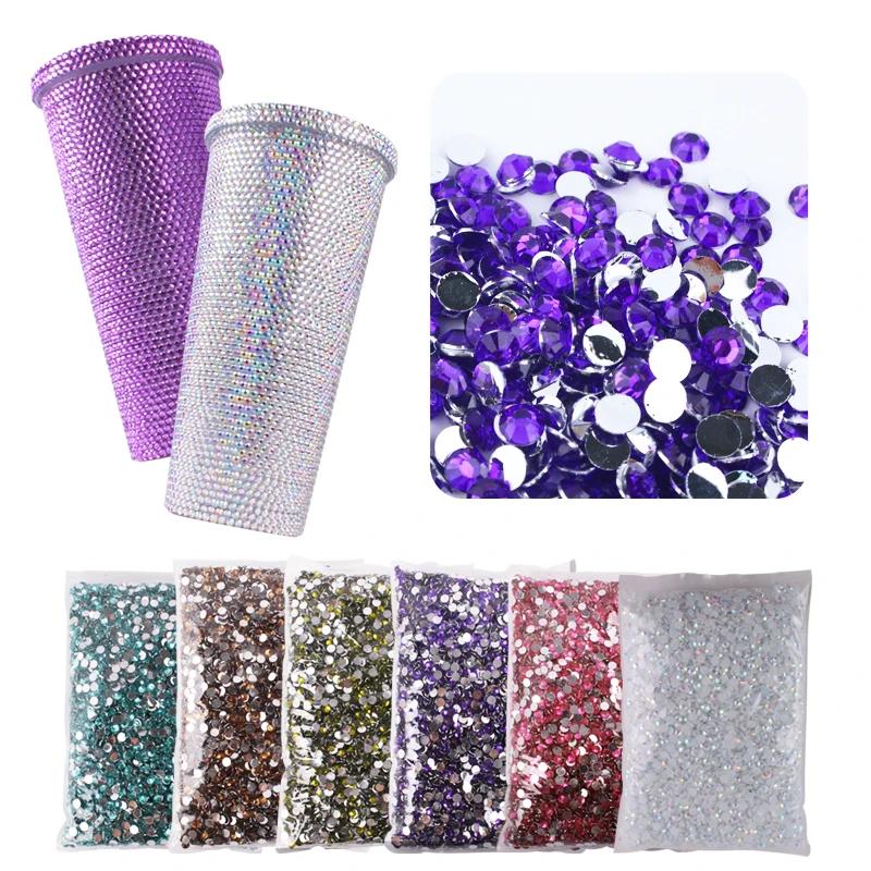 Grand paquet de strass en résine Non correcteurs, 2-6mm, vente en gros, cristaux en plastique à dos 