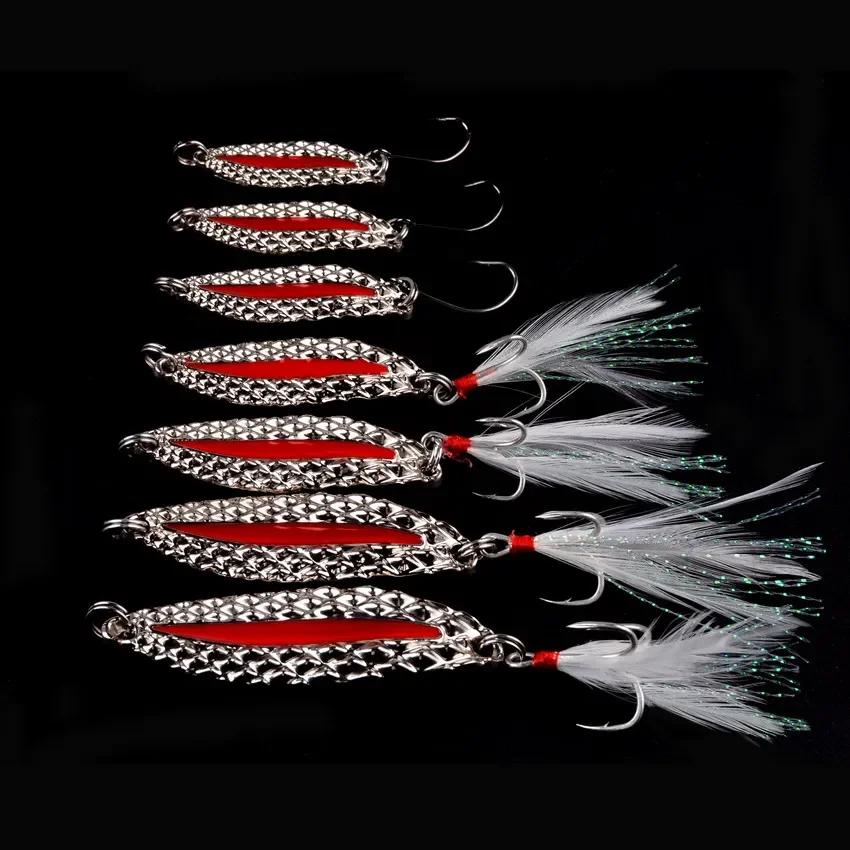 4 pièces cuillère de leurre de pêche en métal lumineux 2.5g 5g 7g 10g 15g 20g or/argent appât de poi