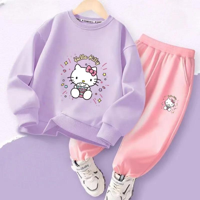 Ensemble de vêtements d'automne pour bébé fille, sweat-shirt et pantalon imprimés de dessin animé Sa