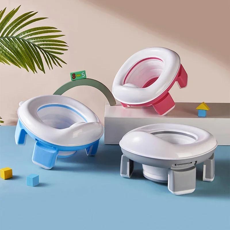 New 3-in-1 Travel Potty Portable Kids Potty Folding Safe Silicone Baby Potty Training Seat Family Ou
