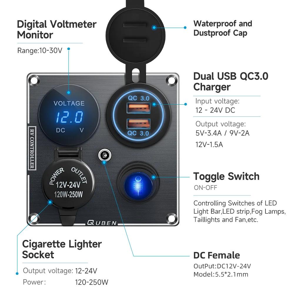 Allume-cigare de voiture double Usb 12v, chargeur de téléphone portable, adaptateur de Port Usb étan