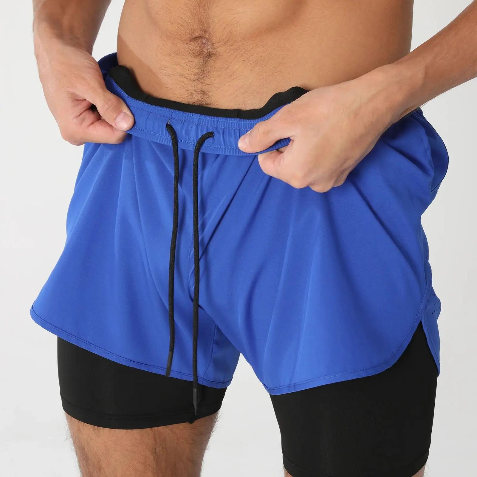 Short de course avec poches doublées pour homme, séchage rapide, léger, respirant, athlétique, sport