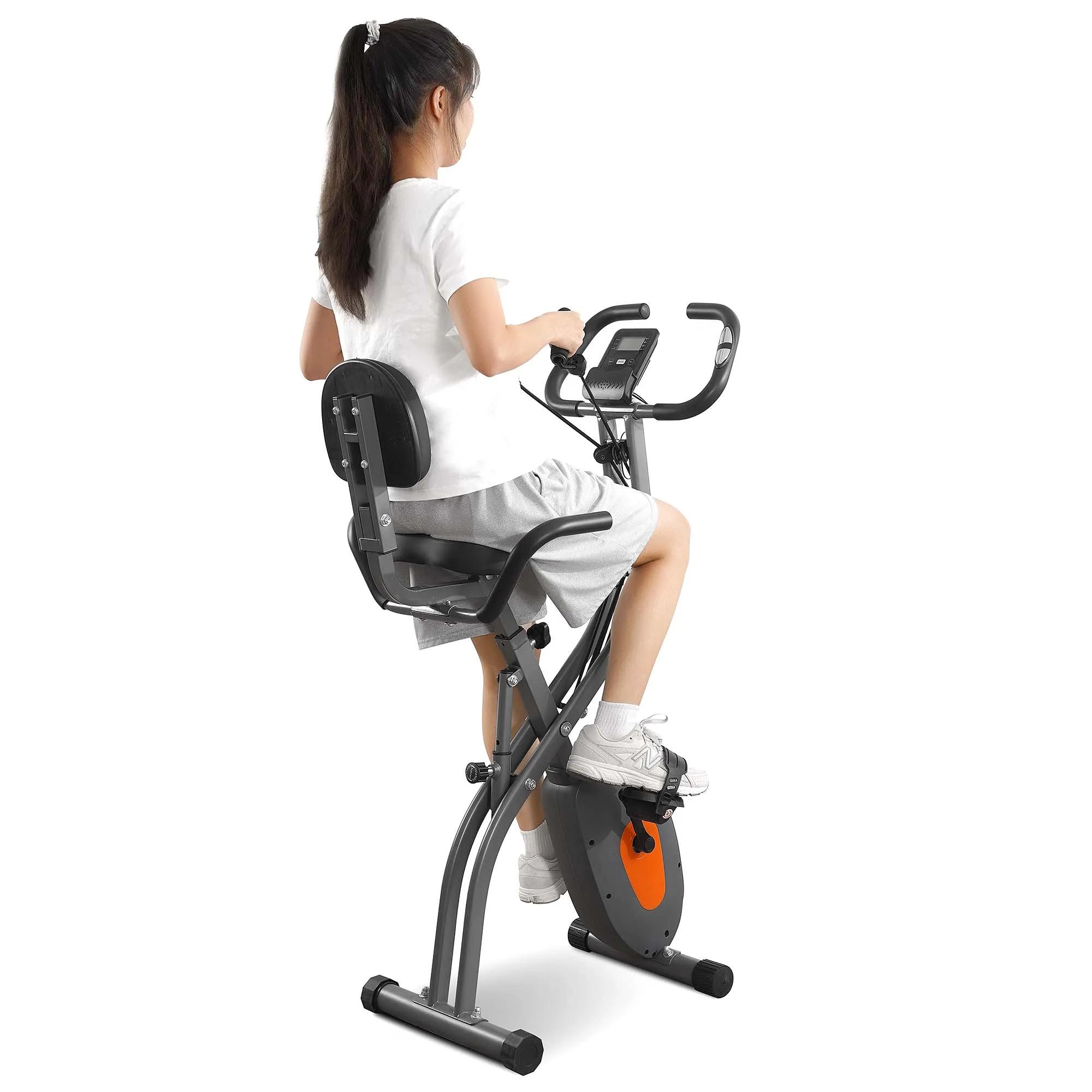 Vélo d'exercice pliant avec capteur d'impulsions et moniteur LCD, vélo incliné avec bras, bandes d'i