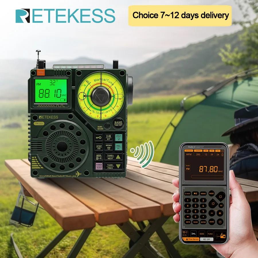 Retekess TR112 Radio FM AM Portable Radio, Amateur Récepteur Radio d'urgence, VHF MW SW WB AIR Band 