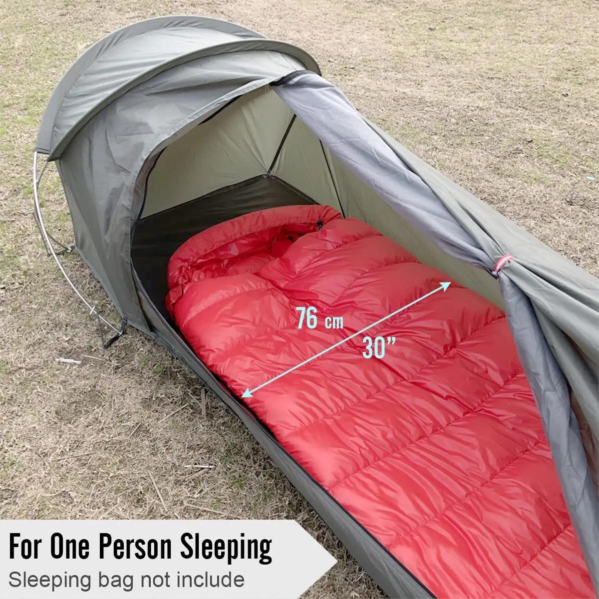 Tente bivy 1 personne pour le camping, la randonnée, la couleur verte de l'armée