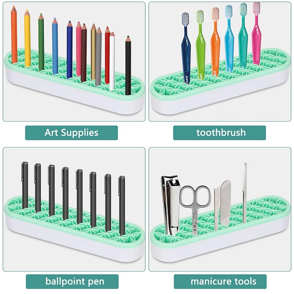 Présentoir de brosse à ongles en silicone, mallette de rangement, étagère de séchage de brosse, port