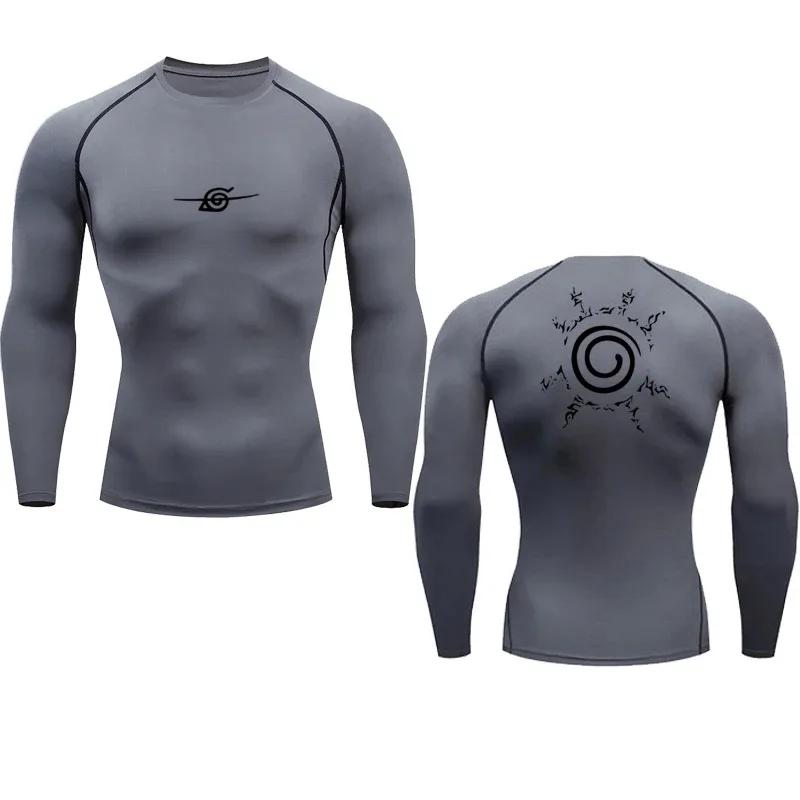 Camisas de compression masculinas anime esporte secagem rápida ginásio t-shirts fitness topos t verã