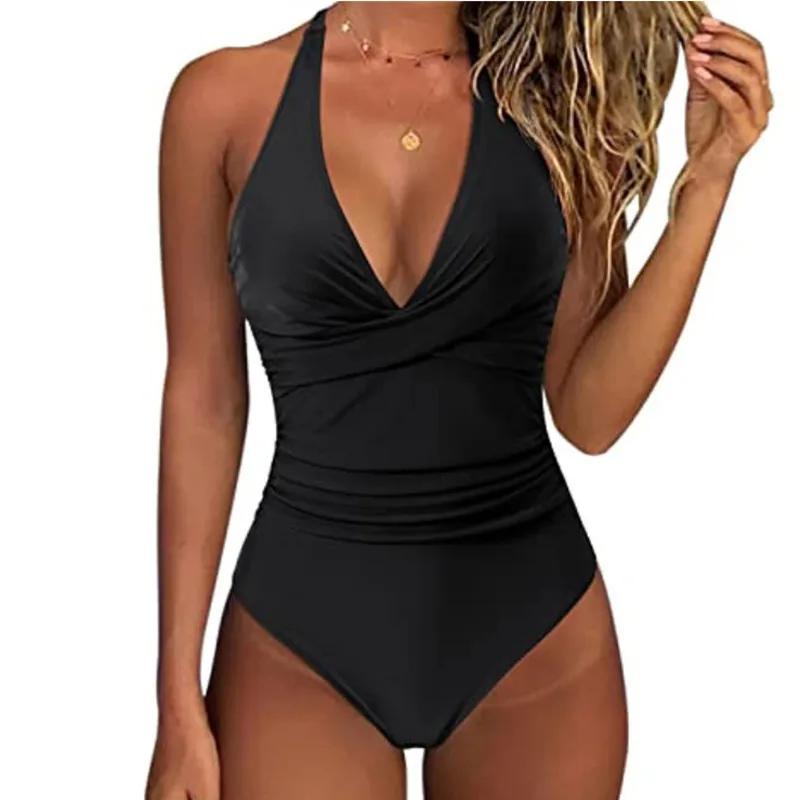 Été Sexy grande taille maillots de bain femmes une pièce grande taille maillots de bain fermé Push U
