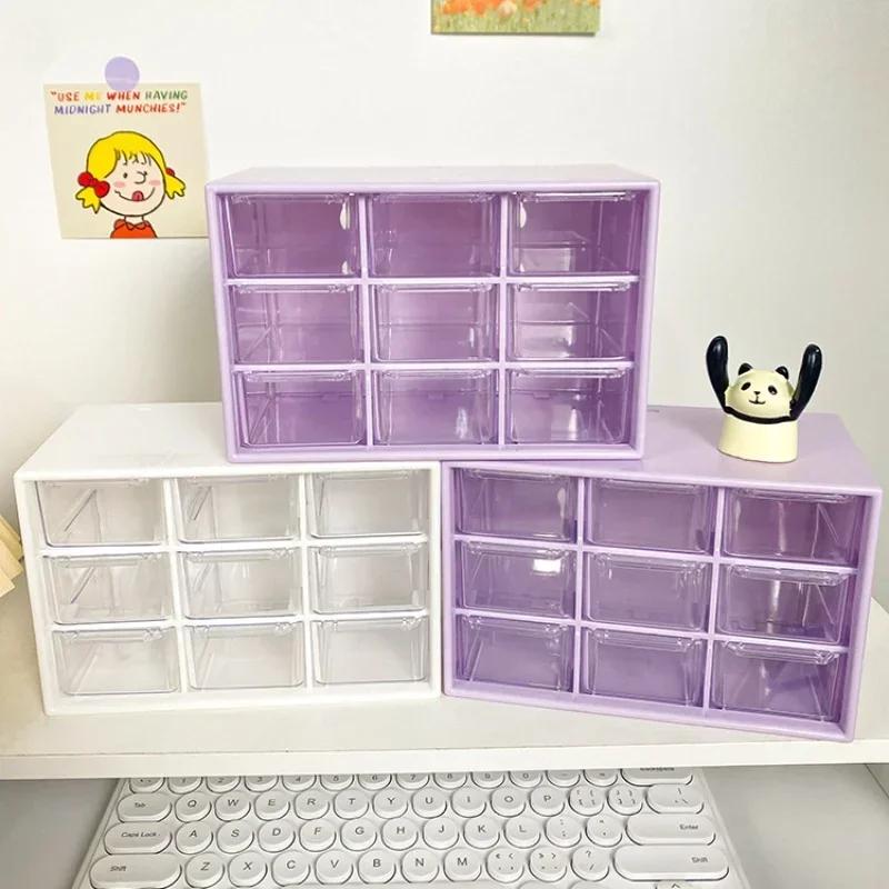 Bureau 9 grilles boîtes de rangement organisateur Transparent petit tiroir cloisonné bureau d'étudia