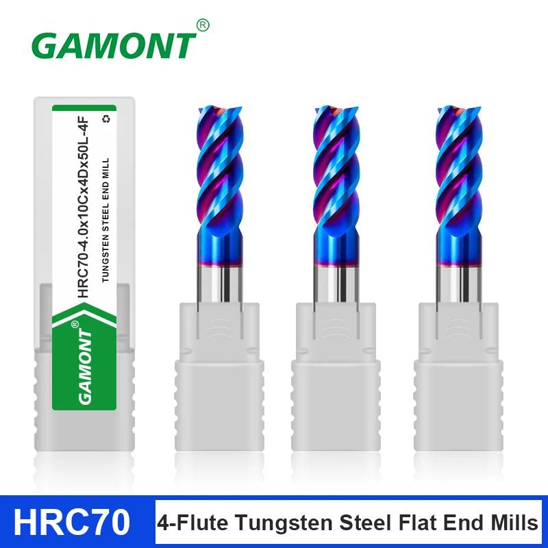 GAMONT HRC70  4-Fraise cannelures carbure d'acier au tungstène revêtement de caractéristique bleue f