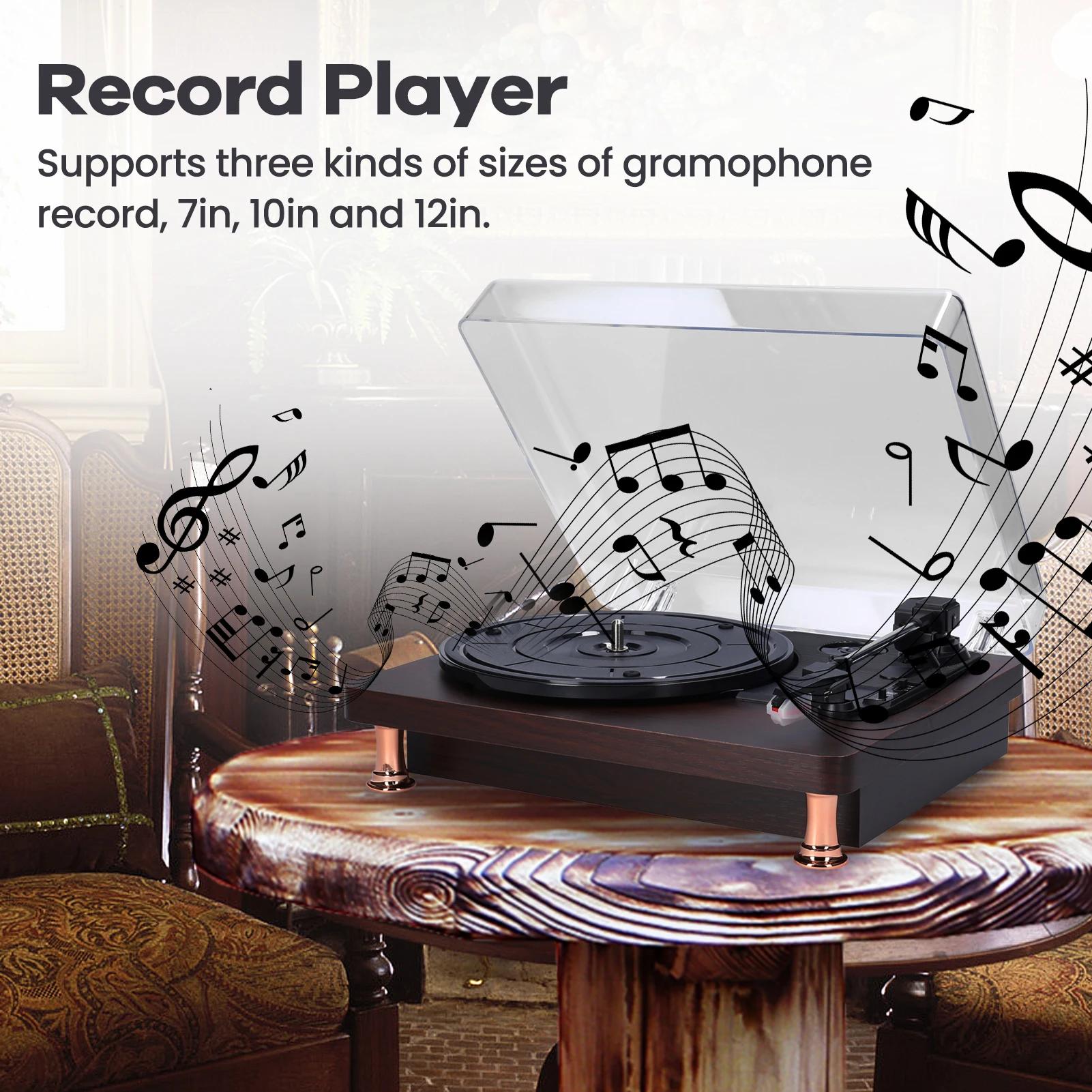 Lecteur de disque vinyle rétro avec couvercle anti-poussière, lecteur de disque de Style nostalgique