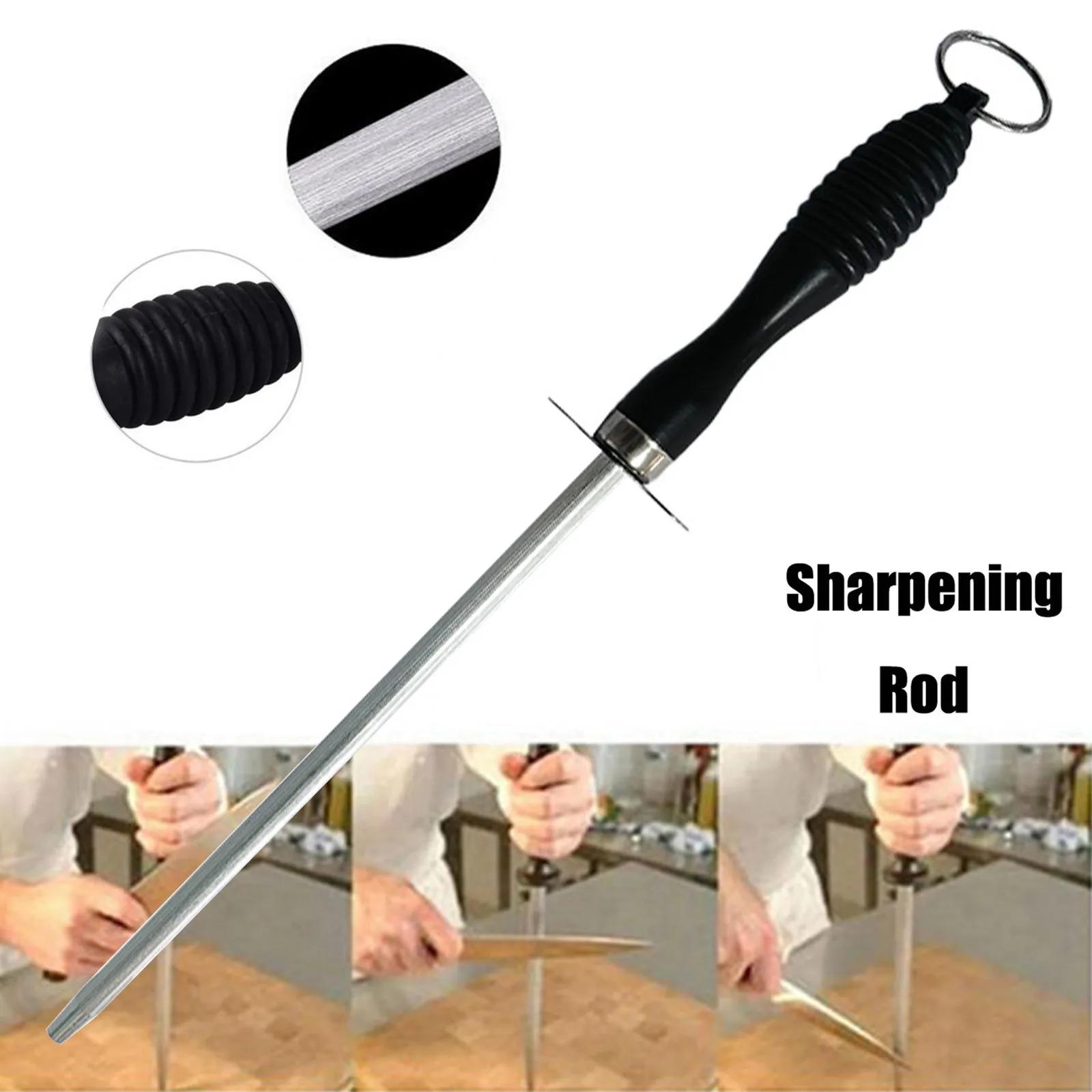 Tige d'affûtage de couteaux professionnelle en acier au carbone de 26cm, broyeur de couteaux Durable