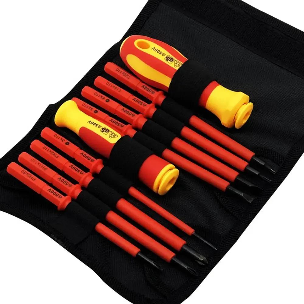 10pcs tournevis isolé avec une tête interchangeable Plum Blossom tête