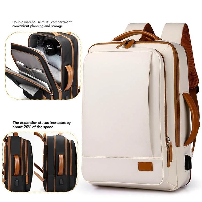 Sac à dos de voyage pour ordinateur portable, sac à dos étanche extensible avec port de chargement U