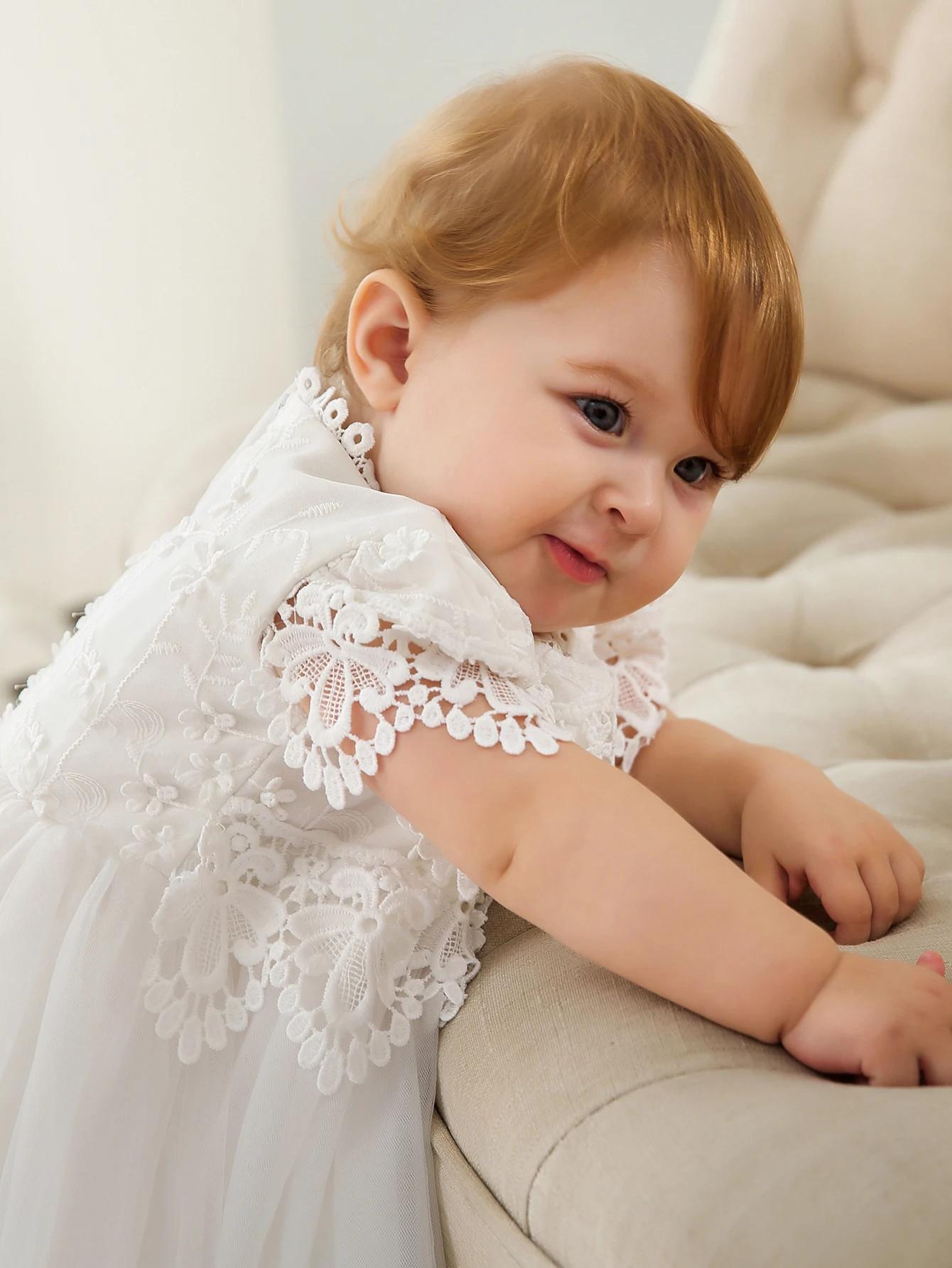 Robe de baptême pour bébé fille, tenue de princesse blanche pour fête d'anniversaire et de mariage
