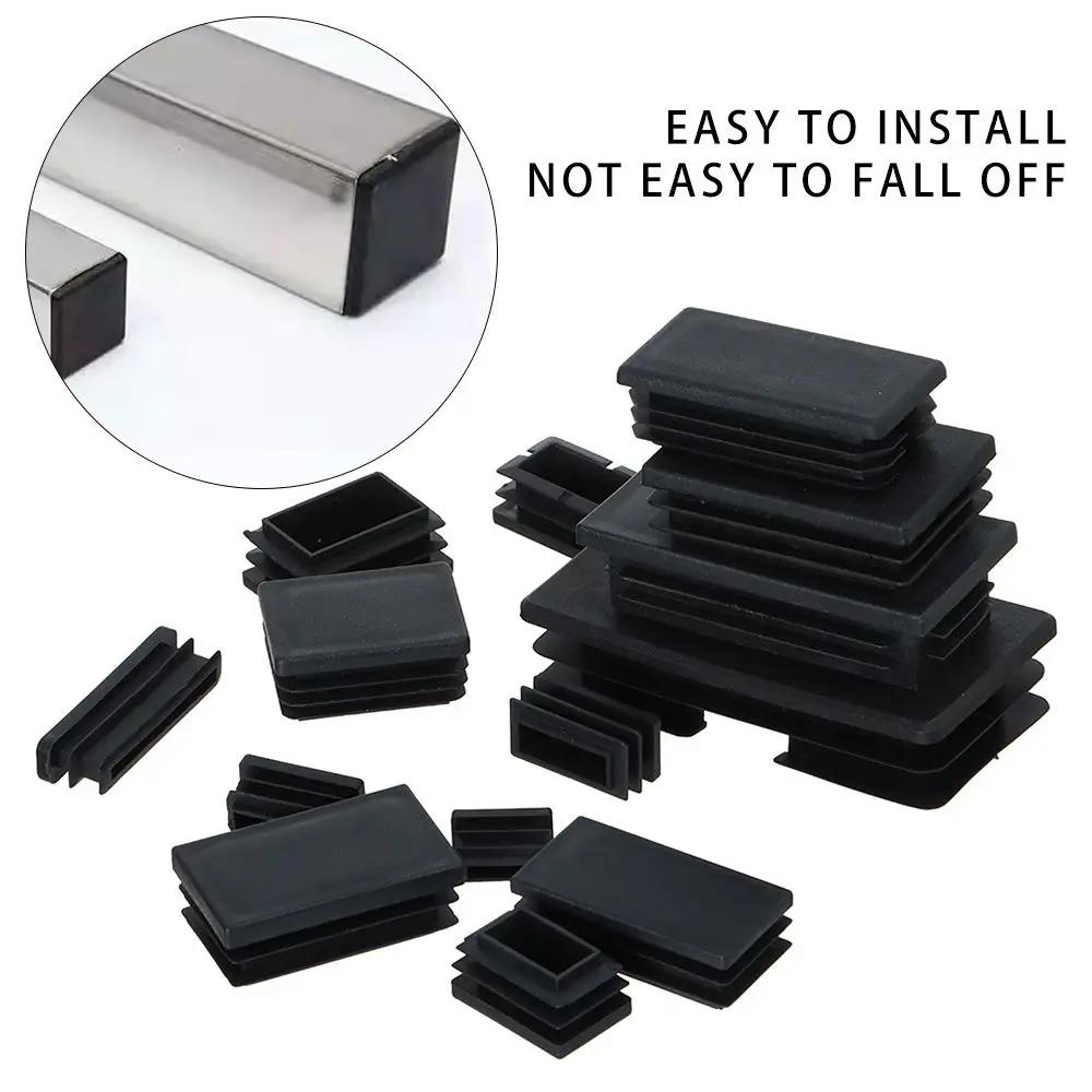 Pieds de chaise en plastique noir, couvre-pieds de protection des pieds, antidérapant, rectangulaire