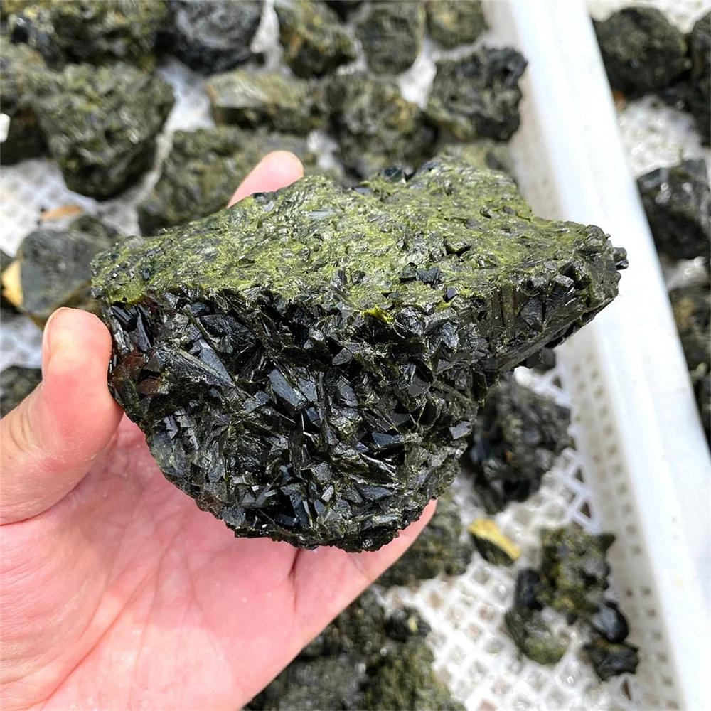 Pierre de tourmaline verte naturelle de haute qualité, spécimen minéral brut, pierres précieuses, pi
