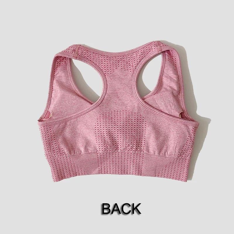 Soutien-gorge sport sans couture femme push-up - Haut court fitness yoga course à pied rembourré