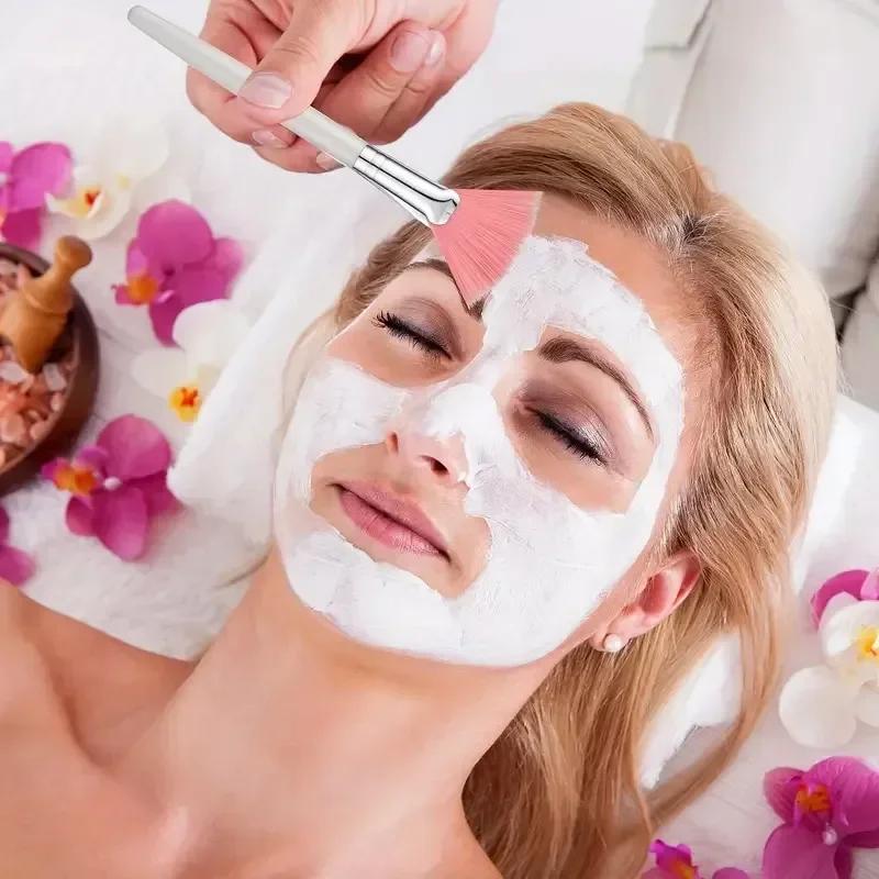 Brosses Faciales Pratiques en Forme d'Éventail, Applicateur de Masque Facial à Tête Plate, Doux et P