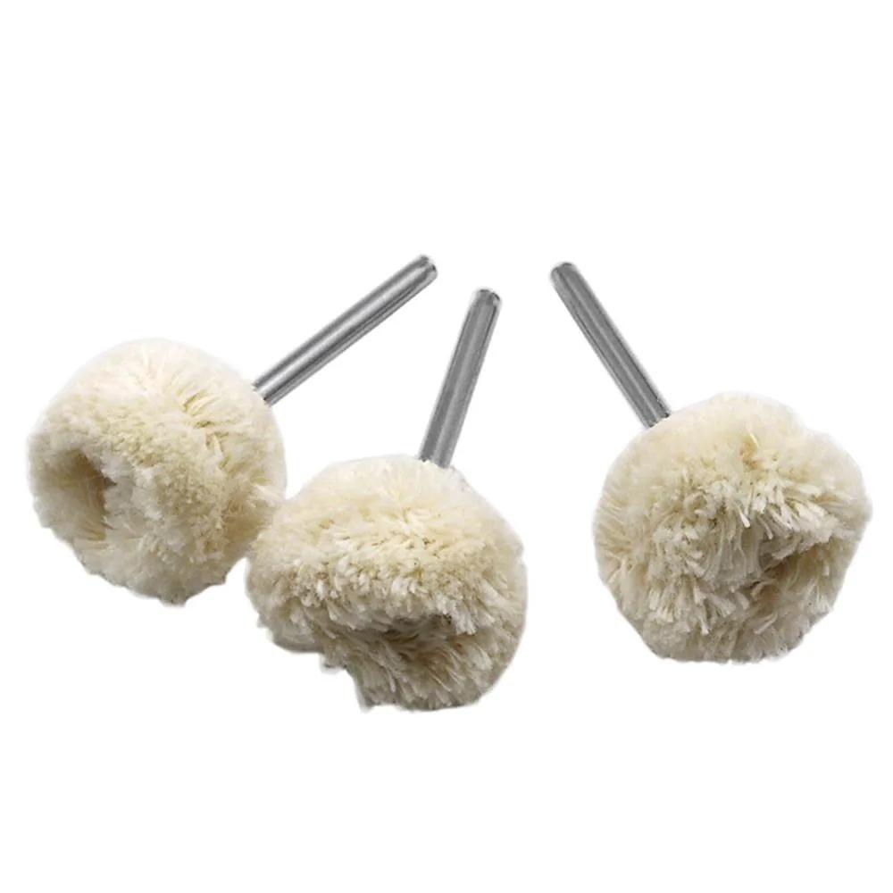 STONEGO 10 pièces tête de polissage de roue en laine avec tige de 3mm pour le polissage de bijoux mé