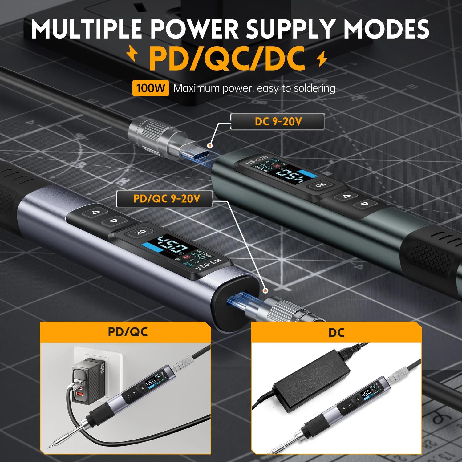 FNIRSI HS-02 fer à souder électrique intelligent PD 100W température constante réglable chaleur rapi