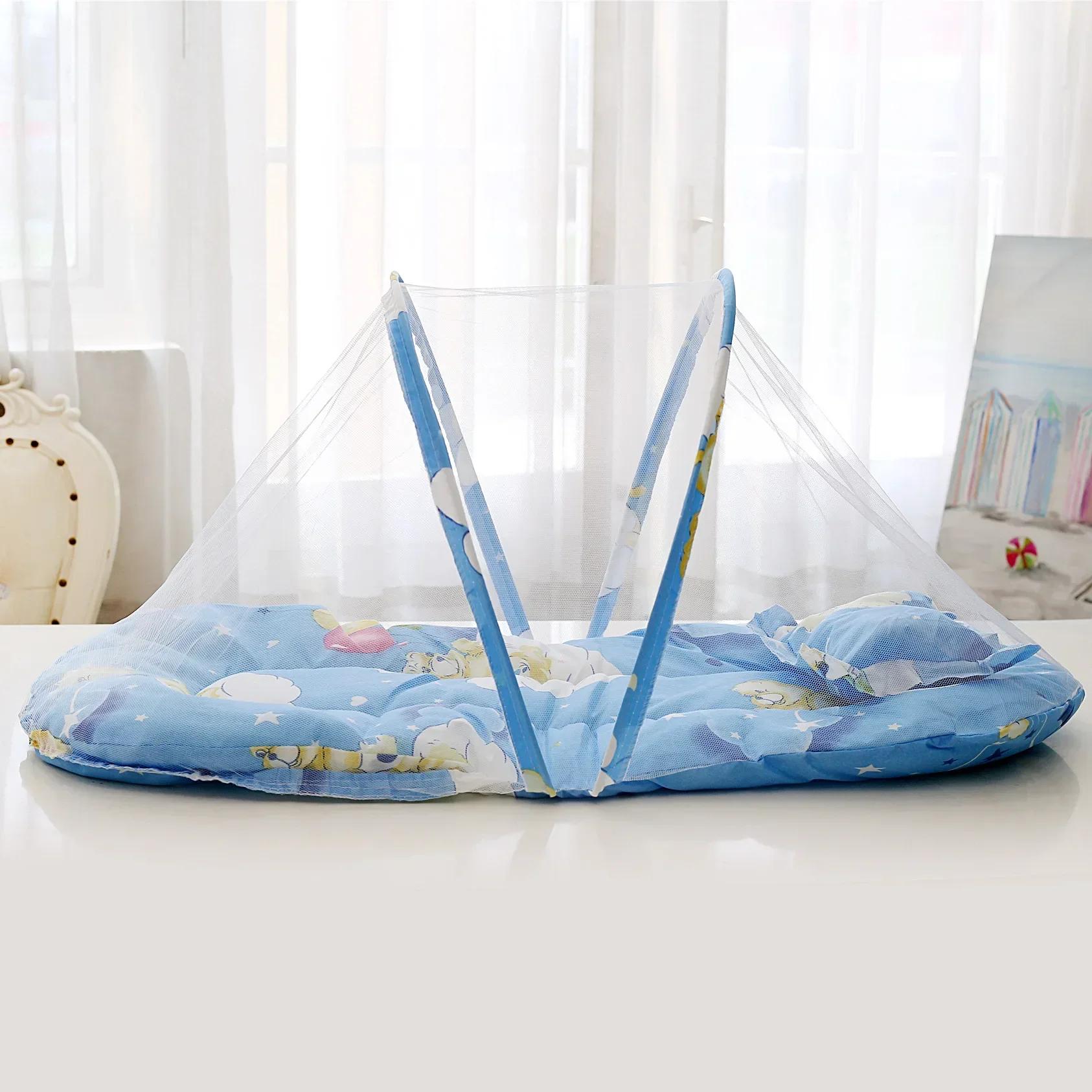 Moustiquaire Portable Pliable pour Lit de Bébé, Filet CPull en Polyester avec Oreiller et Rembourrag