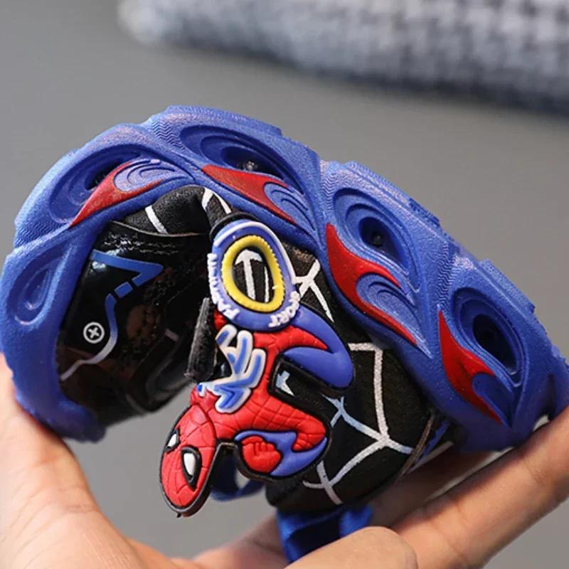 Baskets de dessin animé Disney pour enfants, SpidSuffolk, lumière LED, chaussures de sport pour garç