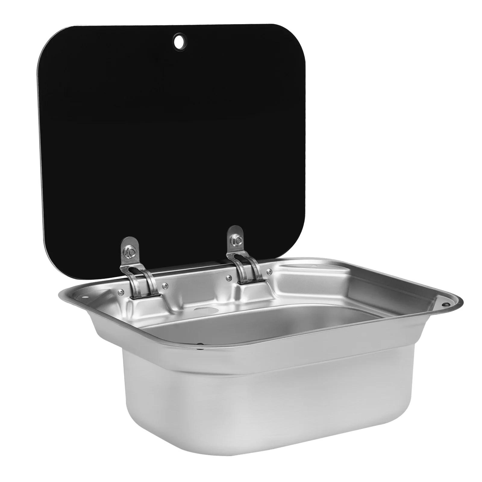 Lavabo en acier inoxydable avec couvercle, lave-mains, évier de cuisine, camping-car, bateau, carava